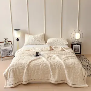 1pc double-layer blanket Double Layer Knitted Plush Blanket, Super Soft All-Season Comfort, Perfect for Bedroom and Living Room, Easy Care