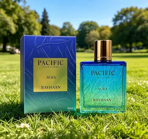 Rayhaan Pacific Aura Men EDP Spray 100ml Fresh Citrus Mint Aromatic Amber Scent Long Lasting Refreshing Masculine Daily Outdoor Fragrance