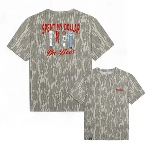 Mossy Oak Spent My Dollar on Beer Camouflage Original Bottomland Tee For Men And Women, Camo Pattern Men's T-Shirt, Soft Breathable Cotton, Hunting Outdoor Shirt, Full Size S-5XL