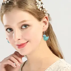 Rubber Unique Personalized Yellow Duck Earring lightweight Funny Cute Duck Dangle Drop Earrings Necklace Set for Women Charming Jewelry Gift