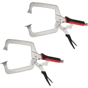 15" C clamp Locking Pliers with Swivel Pads,  Clamp for Woodworking, Welding and Pocket Hole Joinery, 2-,