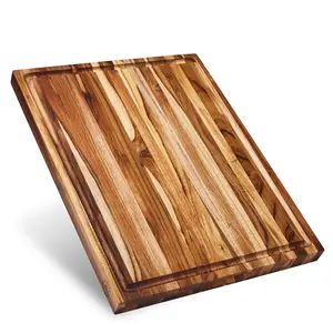 Laurel Cutting Board - Large Teak Wood Cutting Board for Kitchen with Juice Groove, Reversible Charcuterie Butcher Block 18x14x1.25 in (Gift Box Included)