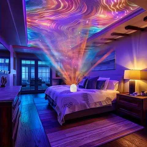 Aurora Water Ripple Sky LED Projector - USB Rechargeable 16-Color Easter Egg Lamp with Remote Control, Northern Lights Ambient Decor, BackToSchool, LED Lights
