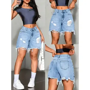 Women’s Loose Fit Ripped Shorts, Vintage Washed Style, Casual Streetwear, Comfortable for Spring Summer Fall, Perfect for Work Party Commute