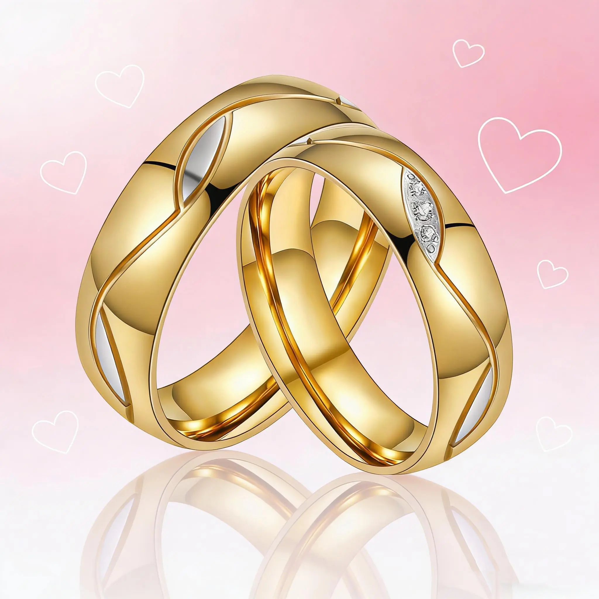 Unisex Geometric Elegant Gold Stainless Steel Couple Rings - Stylish Men’s and Women’s Rings, Ideal for Anniversary, Loved Ones Gift, Promise Rings Gold