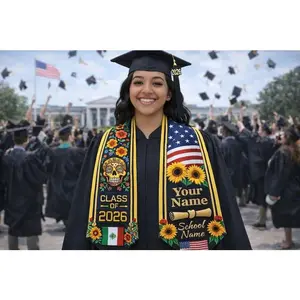 Mexican American Graduation Stole 2026, Hispanic Heritage Grad Stole, Custom Name Latino Graduation Sash, Mexican Flag Graduation Stole Graduation Stole