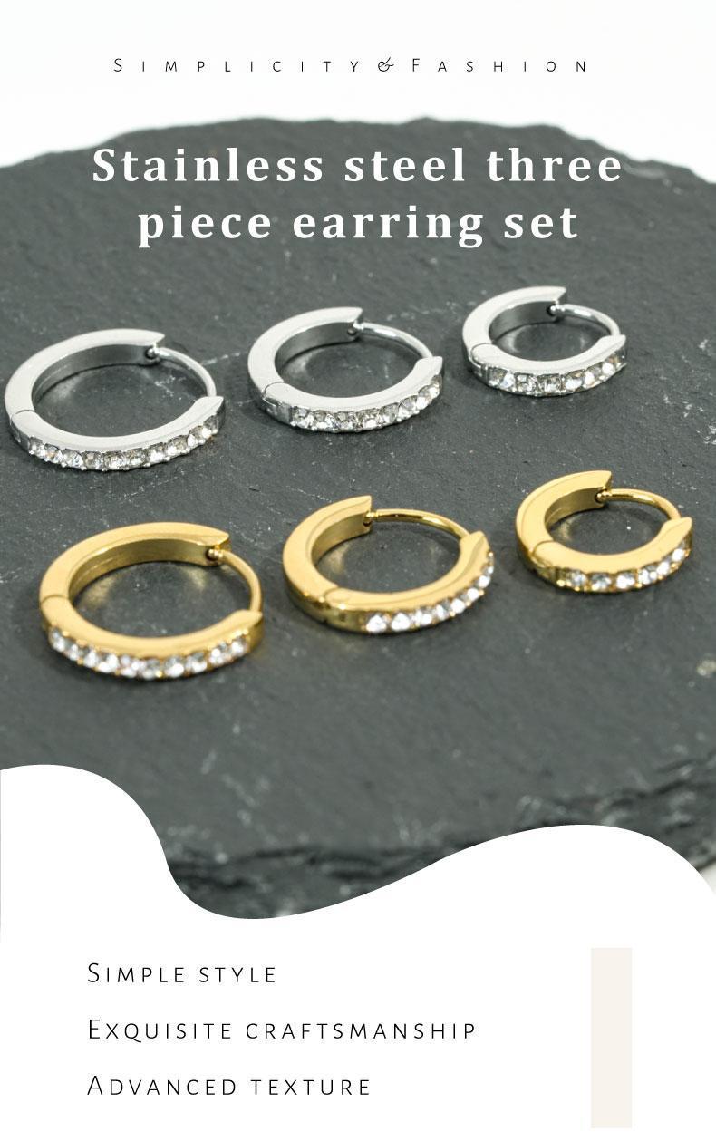 18K Gold Plated Stainless Steel Hypoallergenic Colorfast Environmentally Friendly Hoop Earrings Set with Cubic Zirconia Cartilage Snug Pierced Ears Comfortable Wear Versatile Fashion Jewelry Gift for Holiday Haul Christmas Birthdays Anniversaries