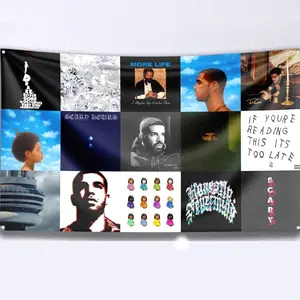 Rapper Flag Tapestry Music Cover Collage Tapestry Wall Hanging College Dorm Wall Decor Room Flags Wall Art Poster Home Decor for Bedroom Living Room (3x5 ft)