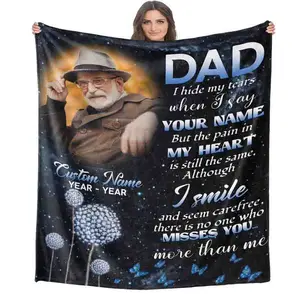 Custom Memorial Blanket with Photos for Loss of Loved One, in Loving Memory Personalized Sympathy Blanket for Loss of Dad Mom Husband Wife Friend Memory of Loved One Gifts