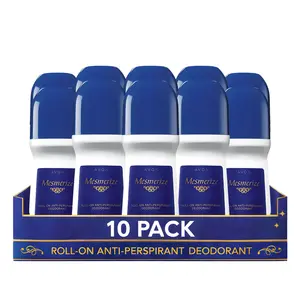 Mesmerize Roll-On Anti-Perspirant Deodorant for Men Pack of 10 (2.6 fl oz / 75ml Each) | 24-Hour Odor Protection | Bergamot, Cardamom & Amber