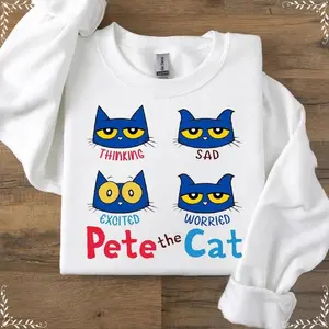 Funny Pete The Cat Emotions Shirtirt, The Cool Cat Back To School, Childrens Book Gift, Groovy Cat Sweatshirt, Kindergarten Teacher