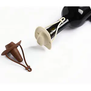 Tycol Silicone Wine Stopper with Cute Cowboy Hat Design Reusable Airtight Plug Keeps Wine Fresh Fun Gift for Wine Lovers & Collectors Replacement Cork - Utensils Silicone Wine Stopper and Corkscrew Set