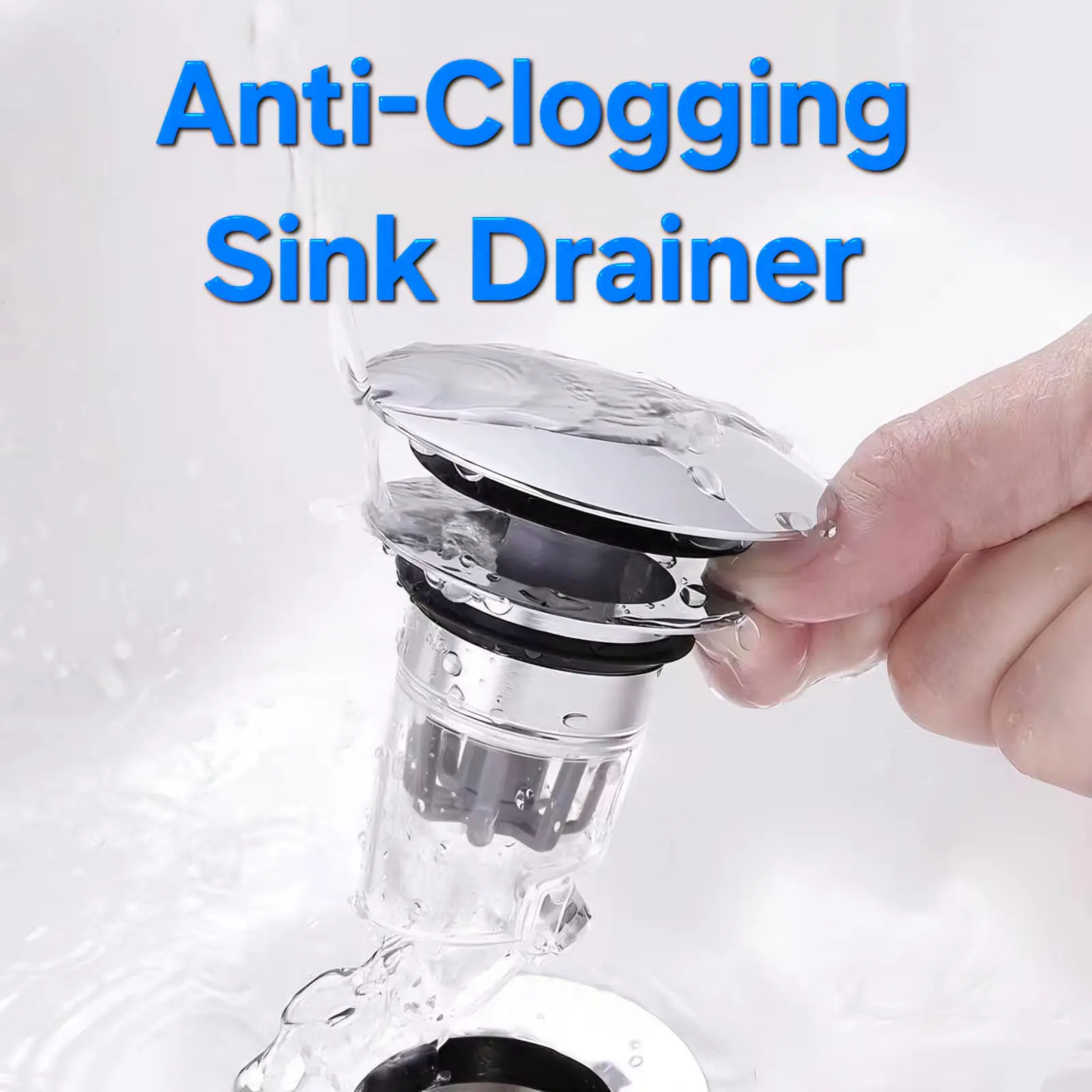Anti Clog sink drain, Bathroom Sink Drainer Strainer, Sink stopper Stainless steel Bathroom Drain Filter anti-Clogging Prevention