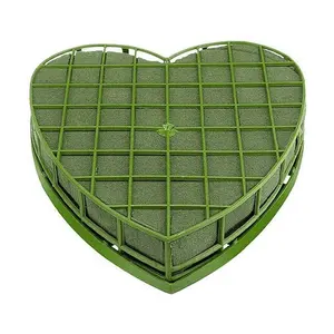 Wedding Car Heart Shape Flower Foam Cage with Suction Cup, Green Wet Floral Block for Stable Floral Arrangements and Display  Smooth