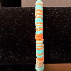 Clay Beaded Bracelet, Blue and Orange Design, Scooby-Doo-Inspired Jewelry Accessory