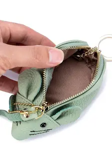 Cute Mouse Design Mini Coin Purse, Soft Top Layer Cowhide Material, Creative Storage Bag for Women, Korean Style Cartoon Wallet