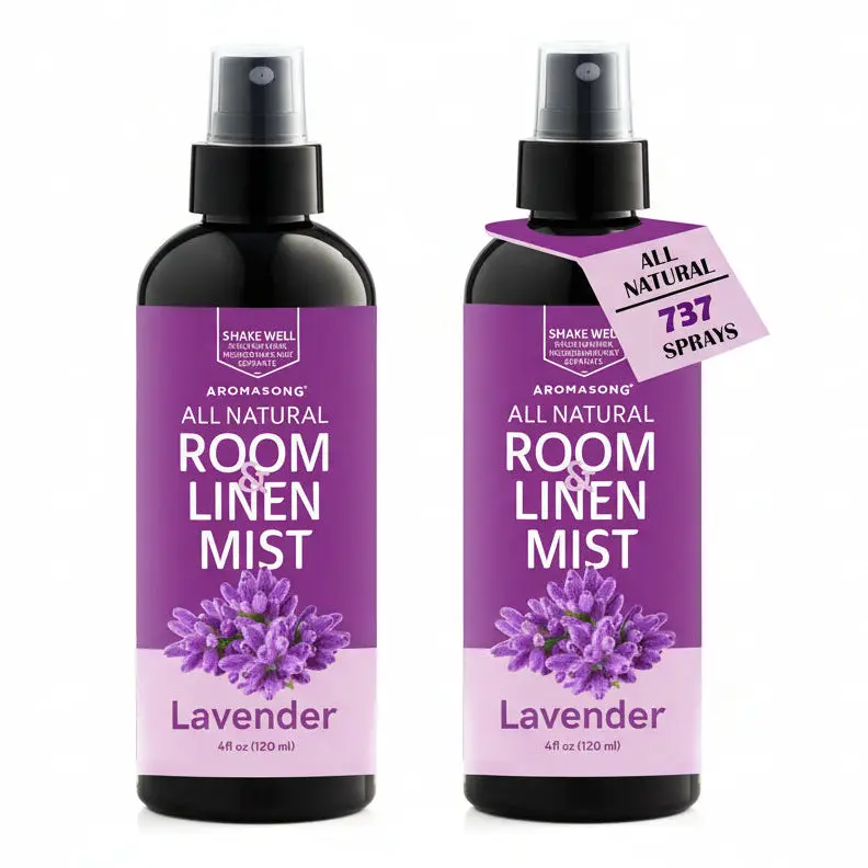 Aromasong Plant-Based Aromatherapy Room Mist 2-Pack (4 Fl Oz Each) - 100% Natural Lavender Fragrance Spray, Sleep Aid, Stress Relief for Sheet & Linen Freshening, Bedtime Relaxation
