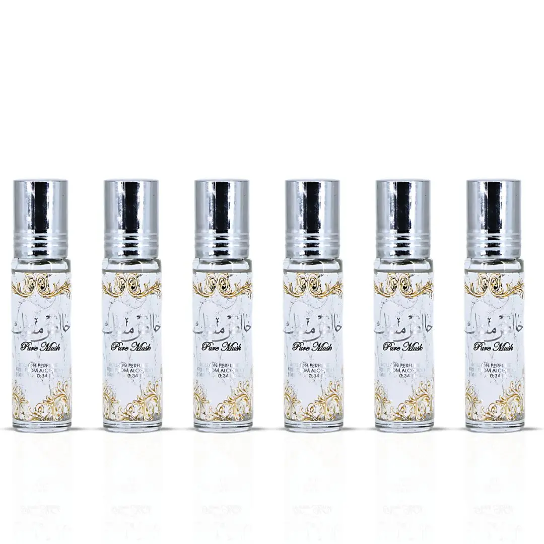 Pure Musk Roll On Perfume Oil CPO 10ML (0.34 OZ) By Ard Al Zaafaran | A Whisper Of Pure White Musk, Perfect For Subtle Elegance. (Pack Of 6)
