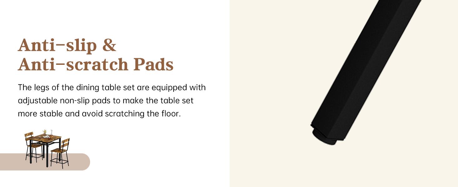 DKLGG 3 Piece Bar Table and Chairs Set, Counter Height Small Dining Table with 2 Bar Stools, Farmhouse Square Kitchen Table with Storage for Bistro, Pub, Small Space