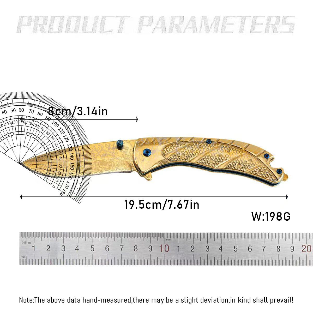 Outdoor Damascus Pattern Folding Pocket Knife,Damascus Pattern Folding Pocket Knife, EDC Outdoor Tool for Camping Hiking