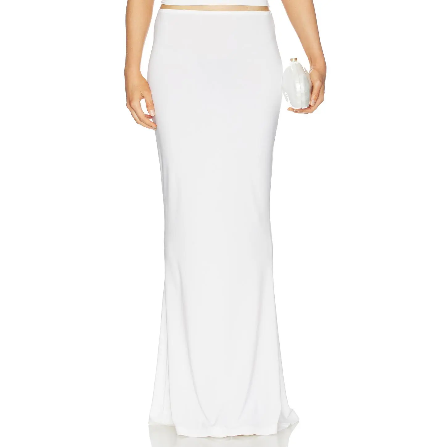 Norma Kamali x Lifestyle Obie Long Skirt in Snow White