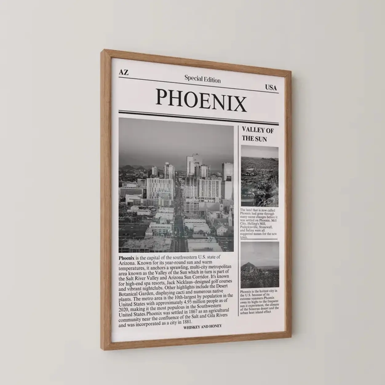 Phoenix Arizona Newspaper Art Print | Travel Poster