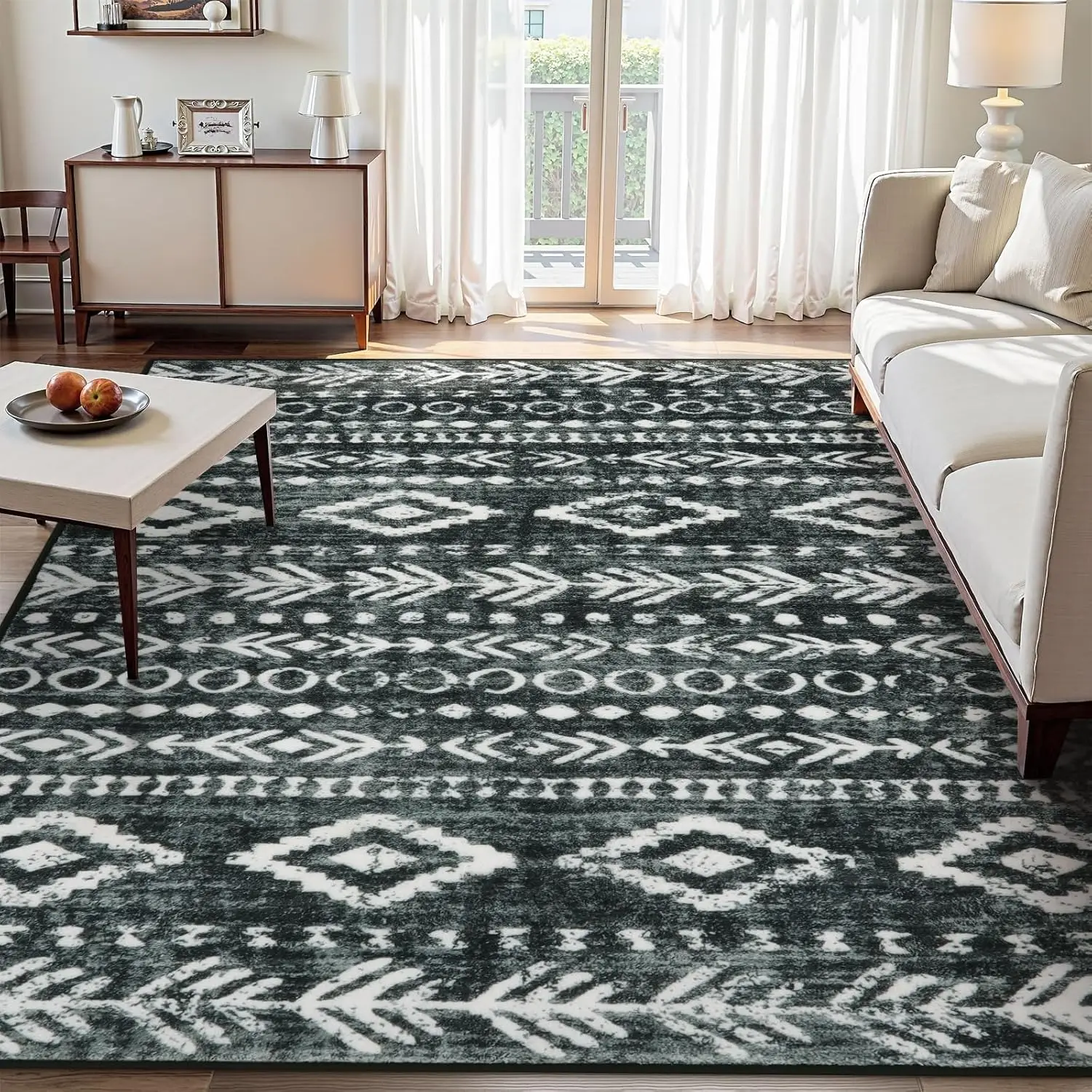 Lahome Washable Floral Area Rug-Soft, Thin and Non-Slip for Bedroom, Living Room, Kids' Rooms and Dining Room Apartment Office