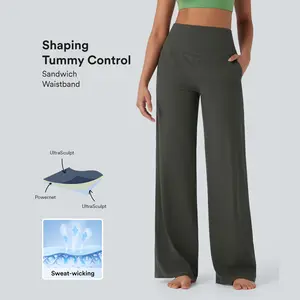Halara UltraSculpt High Waisted Tummy Control Straight Leg Yoga Pants with Pockets