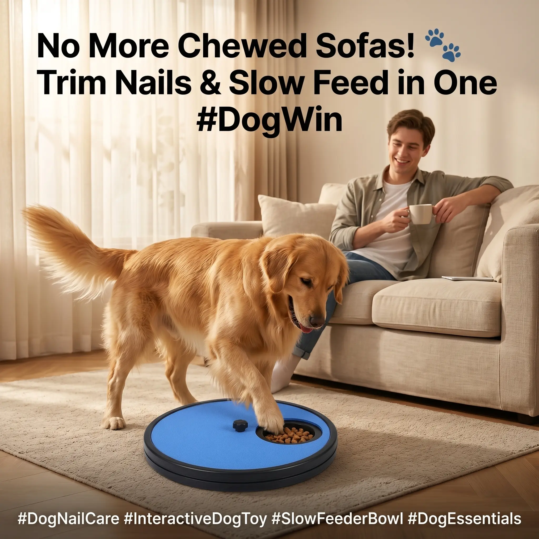 No More Nail Clippers|2-in-1 Dog Scratch Board & Puzzle Toy With Treat Dispenser. Alternative to Nail Clippers. Interactive Dog Puzzle Toy & Slow Feeder Bowl for Bored Dogs.