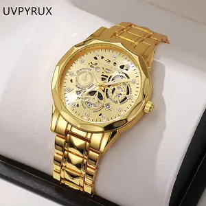 Trendy Fashion Waterproof Luminous Business Automatic Quartz Skeletonized Men's Watch