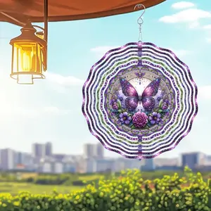 10-Inch 3D Butterfly Design Wind Spinner, Laser-cut Metal Geometric Garden Art, 360° Rotating Wind Sculpture for Indoor & Outdoor Decor