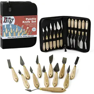 Palette Painting Knife Set 12 Pack with Carrying Case- Stainless Steel Art Paint Knives