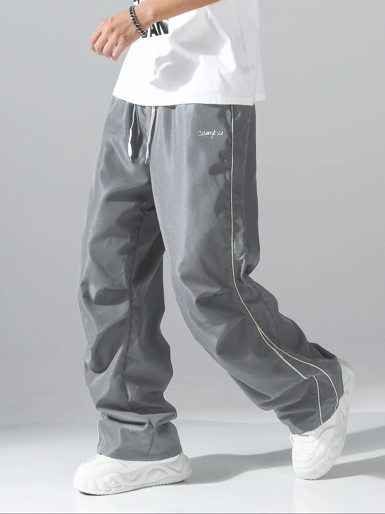 Men's Casual Fitted Pants Trouser with Drawstring Waist, Drawstring Waisted, Comfortable Breathable Fabric Design, Suitable for All Seasons, Daily Wear Essential