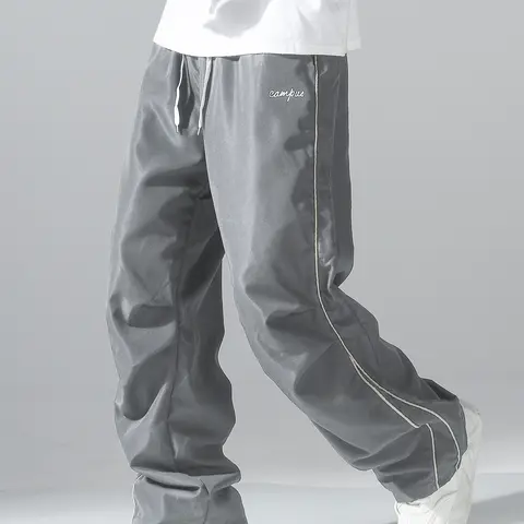 Men's Casual Fitted Pants Trouser with Drawstring Waist, Drawstring Waisted, Comfortable Breathable Fabric Design, Suitable for All Seasons, Daily Wear Essential