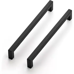 18 Pack 8-4/5 Inch Square Cabinet Handles - Black Pulls for Drawers, Cabinets, Cupboards -