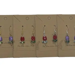 Purple and Red Tulip Earrings