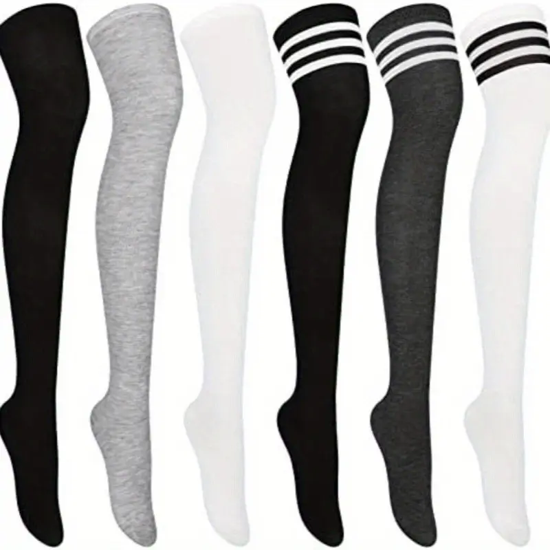Women's 6-Pair Over the Knee Lined Socks, Cozy & Breathable Knee-High Socks, Soft Stretch Moisture-Wicking, Extra Warm for Winter Hiking Running, Thigh-High Fit, Christmas Stocking Stuffer Cold Weather Essential, Cozy Knee-High Socks