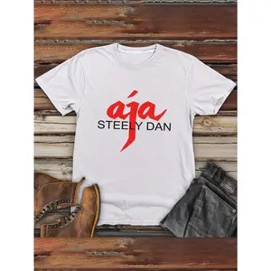Steely Dan" Band Graphic Crew Neck T-Shirt for Men - Soft Cotton, Loose Fit, Breathable & Sweat-Absorbent, Casual Summer Tee with Concert-Inspired Print, Plus Size Available, Band T Shirts