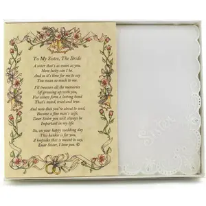 Personalized Poetry Hankie for Bride from Sister Wedding Handkerchief