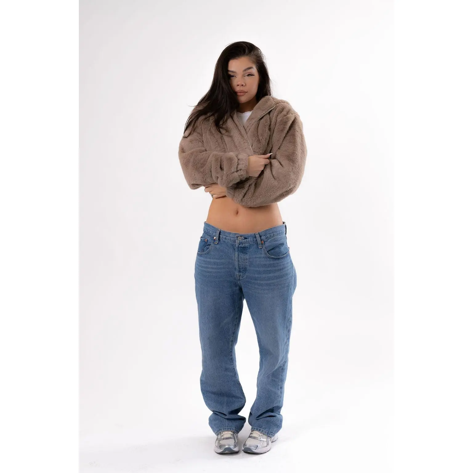 TEDDY TAUPE FUR HOODIE