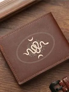 Vintage Star Moon Snake Design Wallet, Casual PU Leather Short Wallet, Elegant Minimalist Card Holder, Perfect Gift for Girlfriend