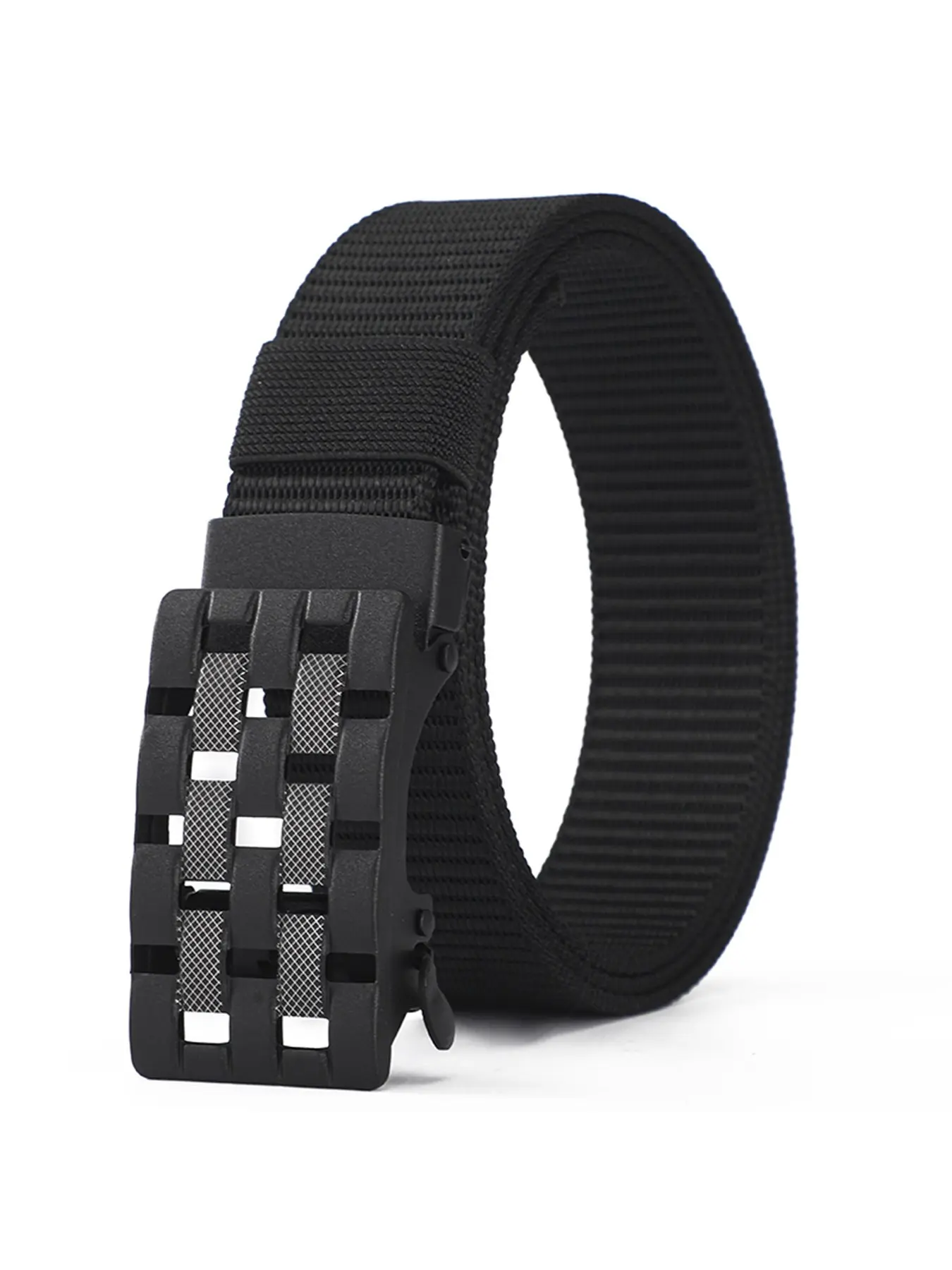Men's Tactical Nylon Belt with Auto Buckle, Adjustable No-Hole Waistband, Durable Breathable Outdoor Work Pants Strap, Versatile Commute Gear, Adjustable Belts