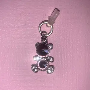 Pink and Silver Rhinestone Bear Dust Plug Charm Sparkly Accessory