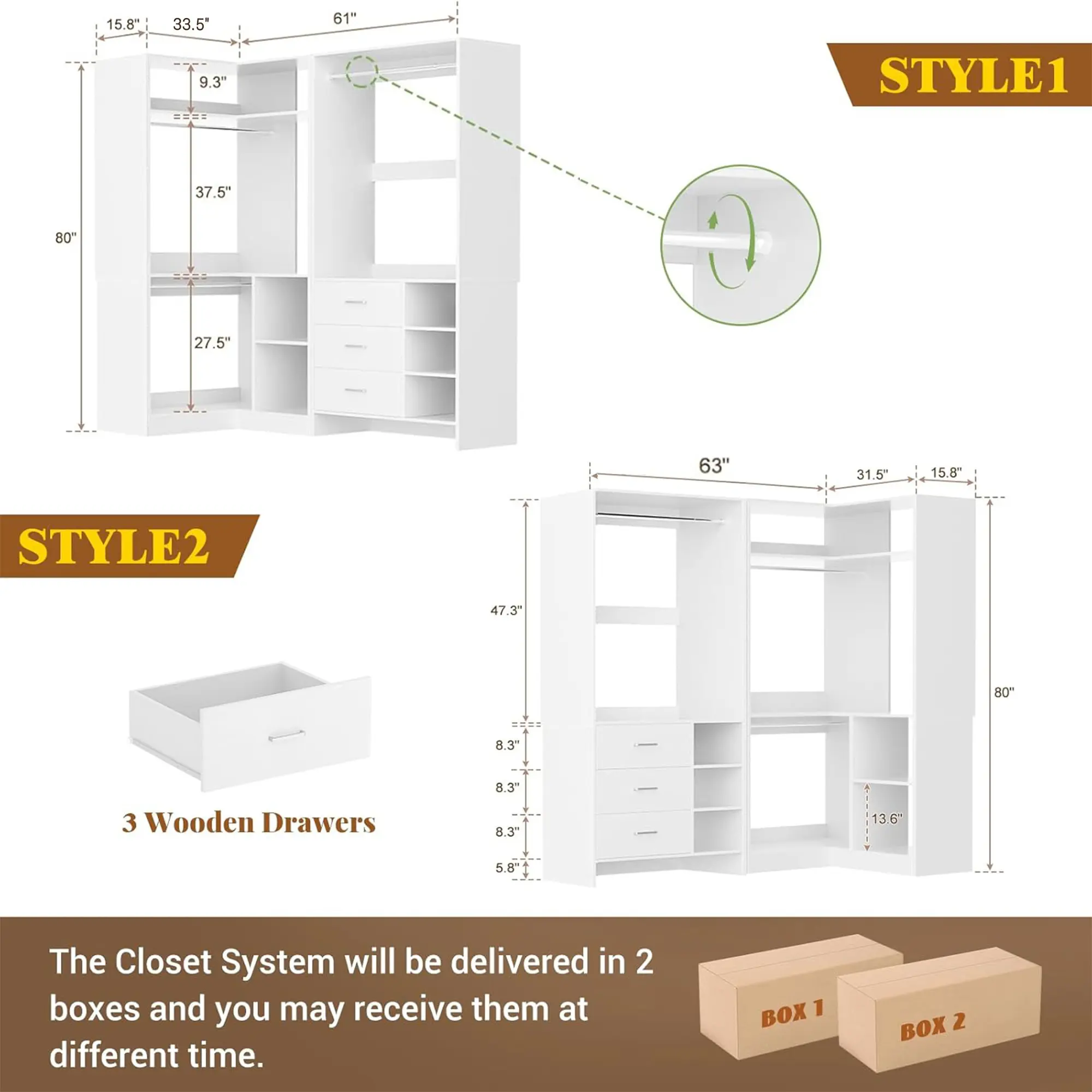 Corner+Small-Drawer Closet