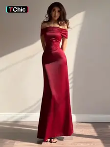 One Shoulder Satin A-Line Elegant Party Dress with Bow Tie, Perfect for Valentine's Day, Slim-Fitting Party Style, All Seasons Wear