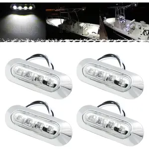 3.8'' Waterproof Boat Marine LED Lights Courtesy Interior Deck Navigation Transom Stern Cabin Lighting for Pontoon Fishing Boat Kayak Sailboat Bass Boats Vessel 12V 24V (White 4Pcs)