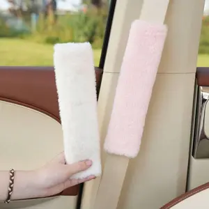 2pcs Car Seatbelt Shoulder Pads, Plush Comfort Anti-Chafe Safety Belt Protector, All-Season Universal Auto Accessories for Women, Car Interior Accessory