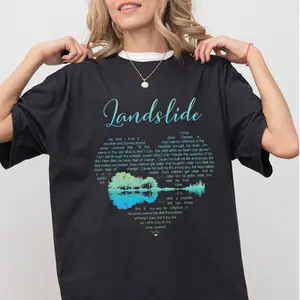 Stevie Nicks Landslide Lyrics Shirt – Guitar Reflection Design, Classic Rock Fan Tee, Timeless Song Tribute Apparel Perfect Gift for Fleetwood Mac Fans
