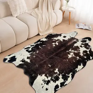 Cowhide Pattern Area Rug, Animal Printed Rug, Imitation Cashmere Design for Unique Style, Ideal for Office and Home, Offers Comfort and Personal Decor, Soft Washable Rugs