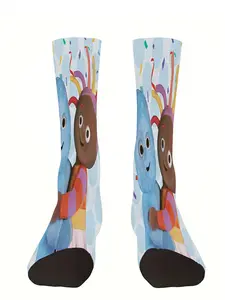 Igglepiggle Makka Pakka style socks, medium tube height, shock absorption, non-slip, thickened, suitable for outdoor activities, basketball, football, cycling, mountaineering, printed socks, couple socks, exquisite patterns, holiday gifts